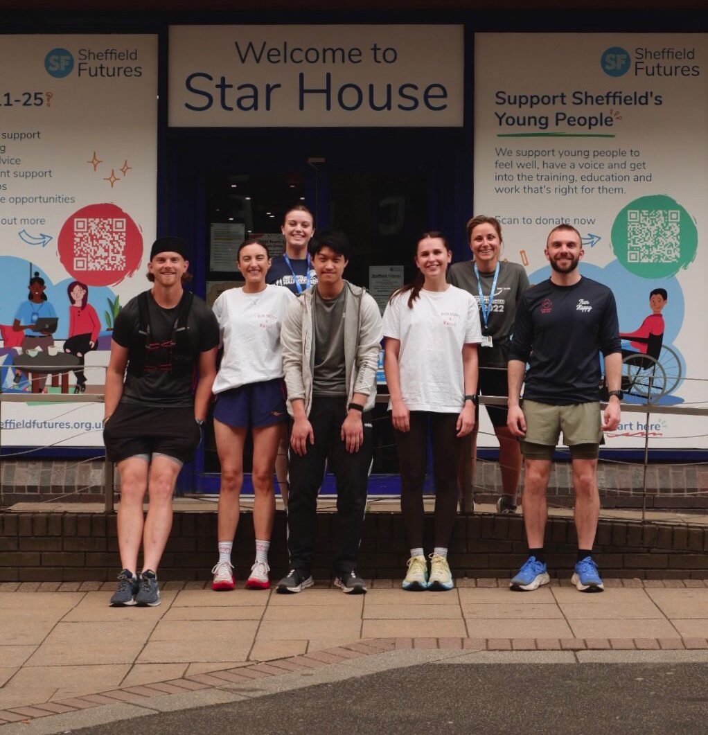 photograph taken outside of Star House of the first youth run club ready to start